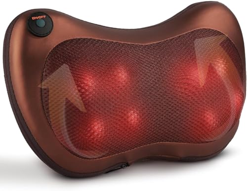 Image of DEVU Enterprise Shiatsu Back & Neck Massager with Heat | Deep Tissue Electric Massage Pillow for Pain Relief - Home, Car & Office Use