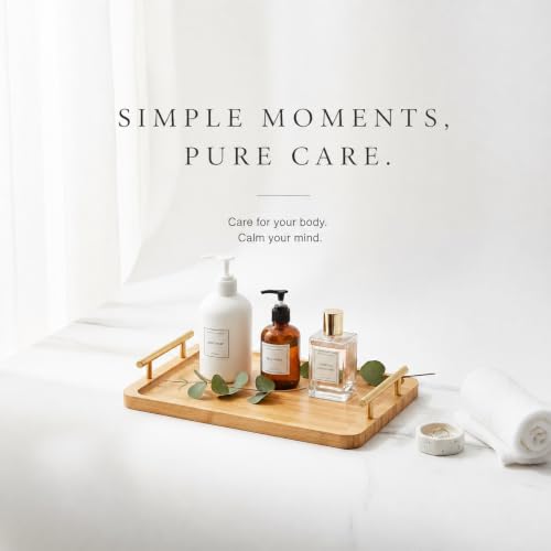 Bathroom Tray with Gold Handle for Countertop Organizer,Bamboo 11.8"X 7.8" - image 2