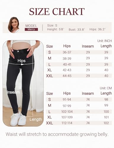 Amposh Women'S Maternity Skinny Jeans Mid-Rise Stretchy Denim Pants For Pregnancy And Postpartum thumb #5