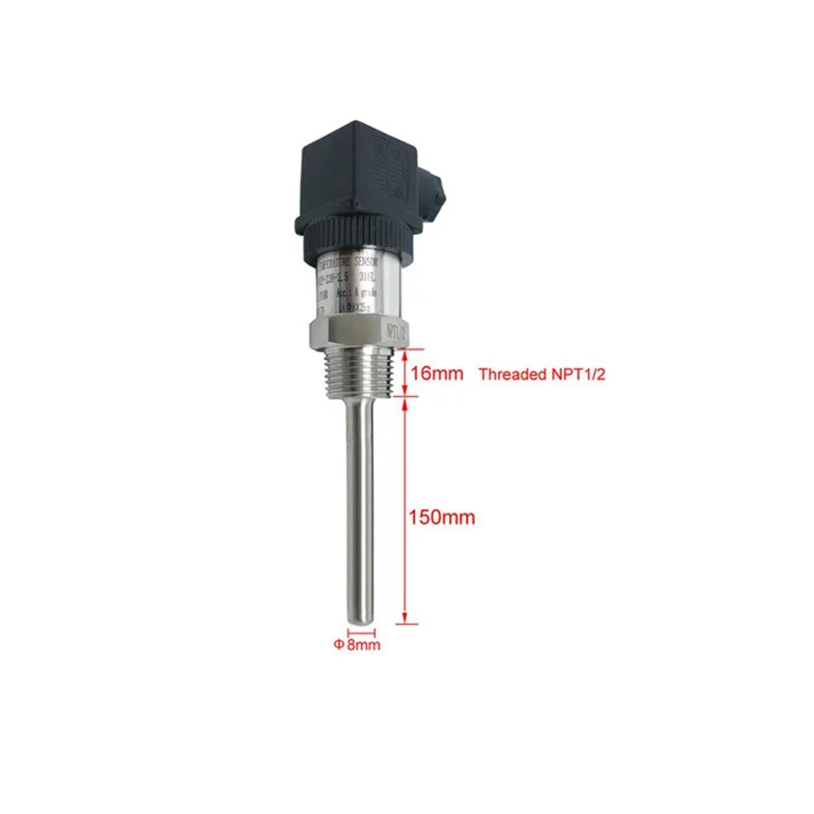 Sensor de temperatura RTD Pt100 de 3 cables, de -50 °C a 300 °C, con rosca de resistencia térmica y sensor de temperatura Tri-Clamp(Length 150mm)
