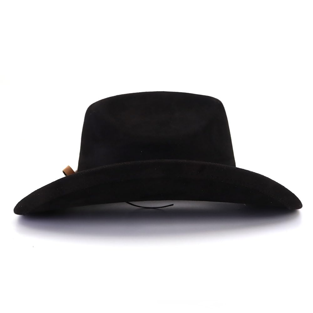 Cappello da cowboy classico in pelle scamosciata per adulti a tesa larga cappello da cowgirl occidentale da donna cappello Fedora con fascia leopardata