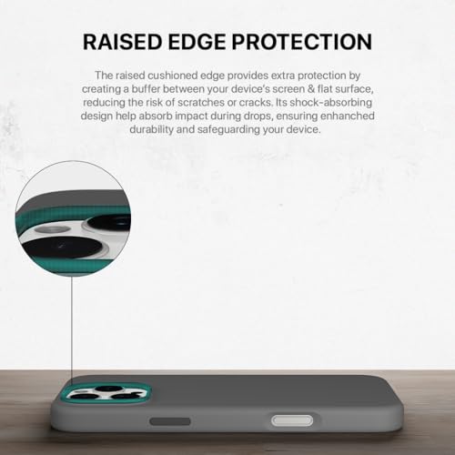 Image of CASEGEAR Silicone Snap Fit Back Cover Case Compatible with iPhone 16 Pro Max | 8 Feet Drop Protection | Compatible with MagSafe | 360 Protection | Shockproof & Scratch Resistant | Grey