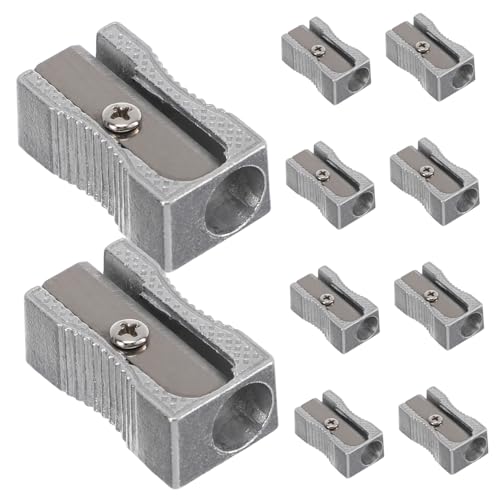 NUOBESTY 10 Piezas sacapuntas afiladores de estafador puntero lápices mecánicos bolígrafo pencil sharpener Silver