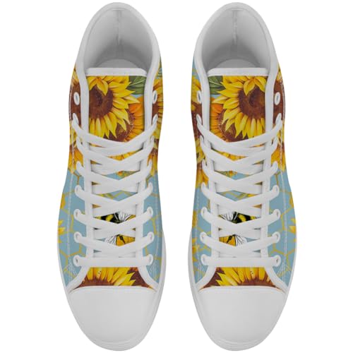 Women's Sunflower High Top Shoes High Top Canvas Sneakers4