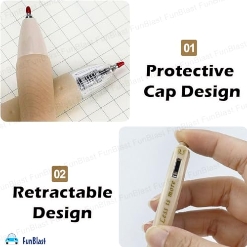 Image of FunBlast Gel Pens for Writing, 5 Pcs Gel Pen & 1 Pcs Highlighter Pen, with Comfortable Grip for Smooth Writing, Kawaii Pens, Stationery for School & Office (Blue Ink) (Cream)