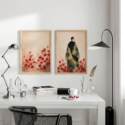 Image of TheMakerly Modern Art Wall Painting Set of 2 for Living Room | Premium HD Printed Wall Frames for Bedroom, Office & Home Decor | Minimalist Contemporary Wall Art (Ready to Hang) (M.3, 10x13 inches)