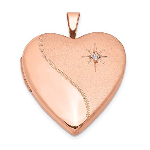 925 Sterling Silver Rose Gold Plated 20mm Diamond Heart Photo Pendant Charm Locket Chain Necklace That Holds Pictures Fine Jewelry For Women Gifts For Her