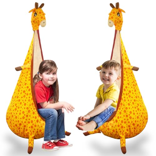 VATOS Kids Pod Swing Chair - Giraffe Pod Hammock Chair with 100% Cotton, Kids Hanging Swing Seat for Kids Adults, Indoor Outdoor Bedroom Sensory Swing Chair (Capacity 176 lbs)
