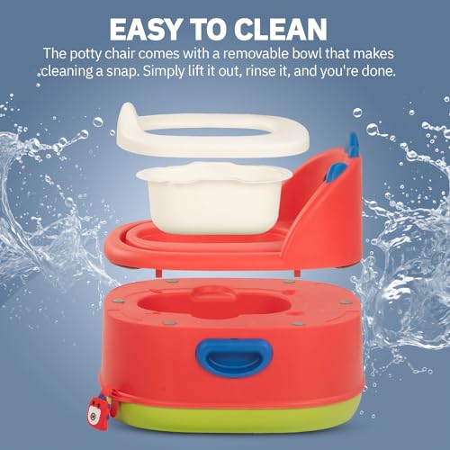 Image of Baybee 3-in-1 Baby Potty Training Seat | Comfortable & Safe Kids Potty Chair with Anti-Slip Toilet Seat, Removable Pot, Handles & Splash Guard | Potty Seat for Boys & Girls (Red)
