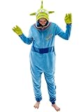 VEULENT Adult Onesie Pajamas Unisex Animal One-Piece Cartoon Costume Cosplay Homewear Sleepwear Partywear For Men Women (Green/Blue, Large)