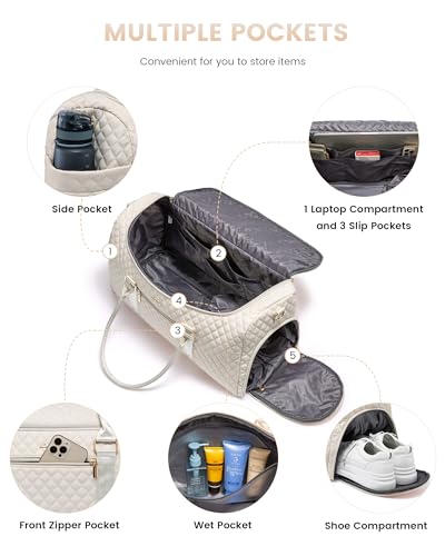 LOVEVOOK Travel Duffle Bag, 40L Weekender Overnight Bags with Toiletry, Quilted Carry On Bag with Shoe Compartment, Gym Duffel Bag with Wet Pocket for Women, Hospital Bags for Labor and Delivery3
