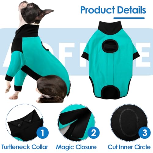 Image of AOFITEE Dog Recovery Suit for Front Legs, Breathable Dog Wound Care Shirt to Stop Licking, Thigh Protective Dog Surgical Suit Male Famale, Dog Surgery Suit Female Spay Cone Collar Alternative, Green