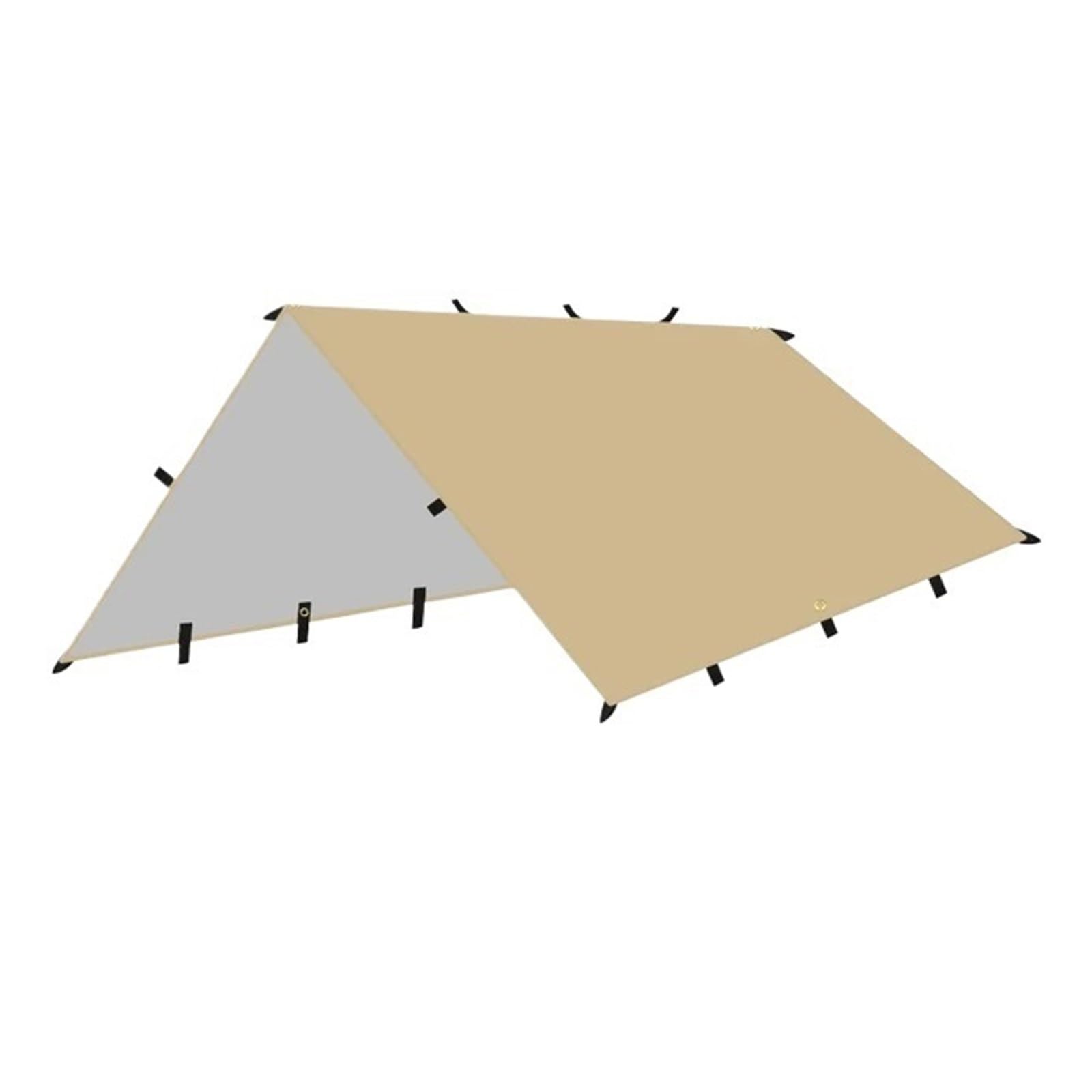 Tent tarp 19 Hang Point Tarp Waterpoof Survival Bushcraft Sun Shelter Beach Shade Tent Outdoor Canopy Backpacking Tourist 4x4 3x3meters(Khaki stlye 1,3x4m)