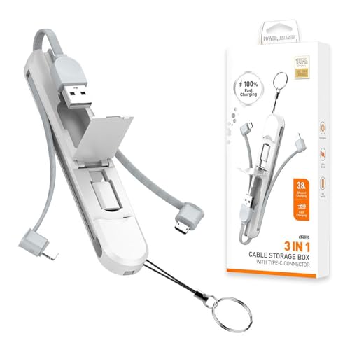 Bouncy Portable and Durable Multifunctional Keychain 3-in-1 Fast Charging Cable - Compatible with iPhone, Android, and Type-C Devices, Ideal for Everyday Use and Travel