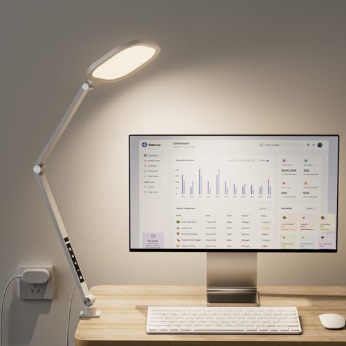 LitONES LED Desk Lamp for Home Office, 15W Desk Light with C- Clamp, Swing Arm, Memory & T - image 1
