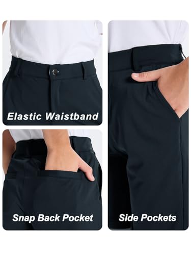 Image of DEVOROPA Youth Boy's Golf Pants Quick Dry Athletic Chino Flat Front Pants Kids School Uniform Clothes
