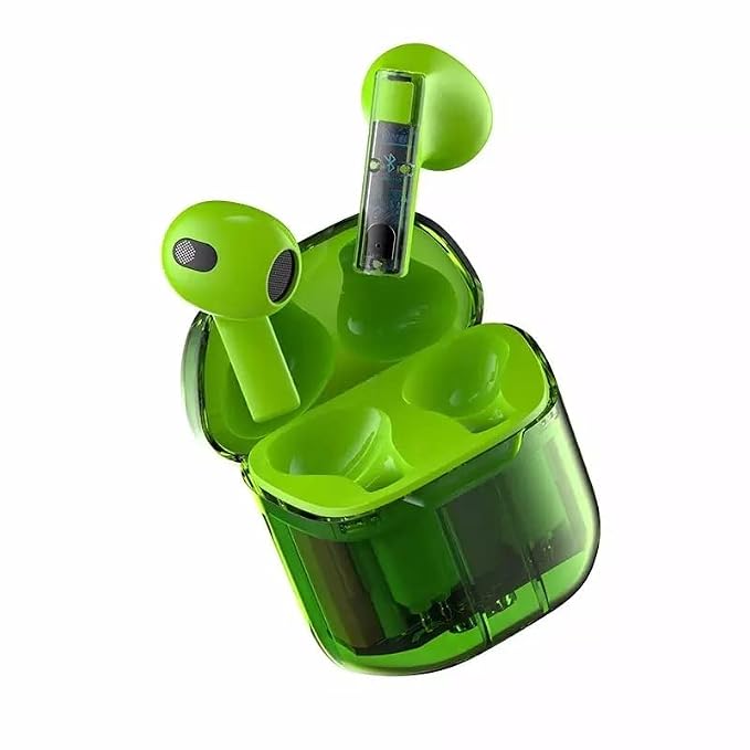 Printme™ New Launch, Earbuds TWS, Gaming Transparent Earbuds, ENC Noise Reduction 200 MAH Battery, 49 ms Latency Gaming Mode, IPX5 Water Resistance [Green]