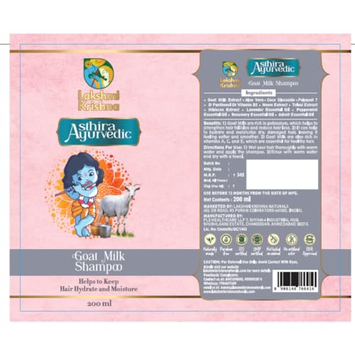 Image of Lakshmi Krishna NAturals Goat Milk Shampoo | Nourishing & Moisturizing Shampoo for Soft, Shiny Hair | Enriched with Natural Proteins & Vitamins | Suitable for All Hair Types inch