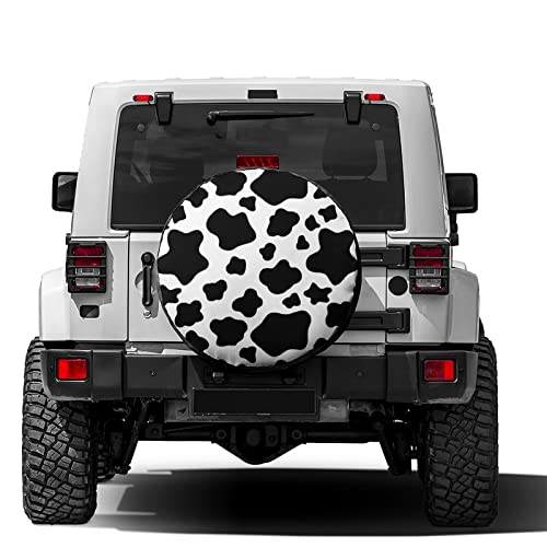 Image of Lovely Animal White Cow Print Spare Tire Cover Dust-Proof Wheel Tire Cover Fit Trailer, RV, SUV and Many Vehicle 18inch