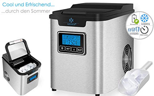 KESSER® Eiswürfelbereiter | Eiswürfelmaschine Edelstahl | 150W Ice Maker | 12 kg 24 h | 3 Würfelgrößen | Zubereitung in 7 min | 2,2 Liter Wassertank | Timer | LCD-Display | Inkl. Zubehör, Silber – Bild 8