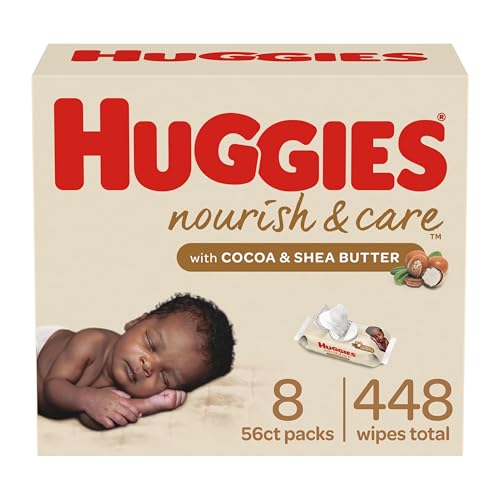 Image of Huggies Nourish & Care Scented Baby Wipes, 8 Push Button Packs (448 Wipes Total)