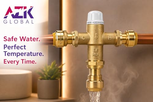 AZK Global 3/4" Push-Fit Thermostatic Mixing Valve, Cert: ASSE, UPC, NSF by AZK Global - Used condition - Image 6