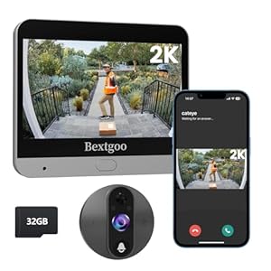 2K Video Peephole Doorbell Camera with 32GB Memory Card, Door Viewer with 4.3″ Color Monitor, 8000mAh Battery, 170° Wide View, Motion Detection Alerts, Night Vision