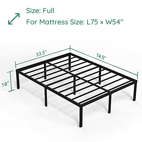 Diaoutro 18 Inch Full Size Bed Frame Heavy Duty Metal Platform No Box Spring Needed, Maximum Storage, Easy Assembly, Noise Free, Black #TOP1