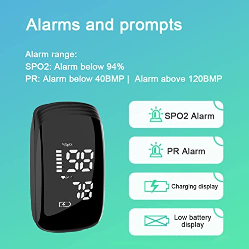 Pulse Oximeter Fingertip, Pulse Oximeter Rechargeable,Pulse Oximeter With Rechargeable, Fingertip Blood Oxygen Saturation Monitor Rechargeable, Accurate Fast Spo2 Reading (Black) #TOP2