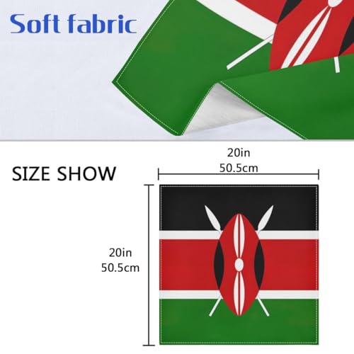 Servilleta de tela cuadrada 20 x 20 pulgadas con bandera de Kenya miniatura 7