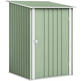 Outsunny Cobertizo de Jardín Exterior, 0,92 m², 100x103x160 cm, Caseta de Jardín Exterior Metálica con 1 Puerta y Cerradura, para Almacenamiento de Herramientas, para Patio, Terraza, Verde Claro