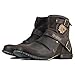 OSSTONE Moto Boots for Men Fashion Zipper-up Leather Chukka Boots Casual Shoes 5008-1-D-13 Brown