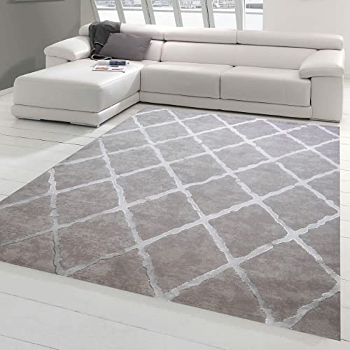 Teppich-Traum Wohnzimmerteppich mit Rauten Muster in grau, Größe 160x230 cm