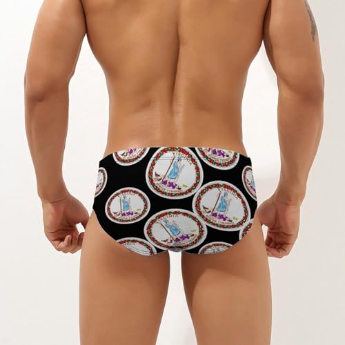 Virginia State Flag Mens Swim Briefs Bikini Sexy Low Rise Trunks Swimsuit Bathing Suit Beach2