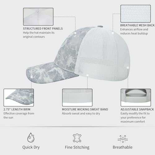 Image of LOOGU Fishing Hat Mesh Back for Men Women Adjustable Baseball Trucker Cap Snapback Hats