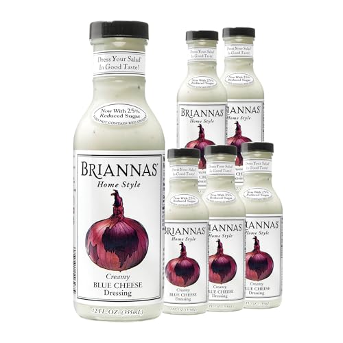 BRIANNAS - Home Style Creamy Blue Cheese Dressing – Fine Salad Dressing made with Premium Ingredients - Gluten Free & Low Sugar Dressing - 12 oz. Bottles - 6 Pack