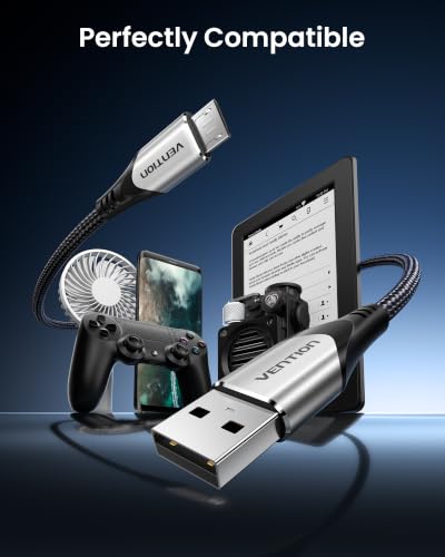 VENTION Cable Micro USB 2m Cable Mando ps4 Cable Cargador ebook Kindle Tejido de Nylon Cable Cargador Android Micro usb - Imagen 7