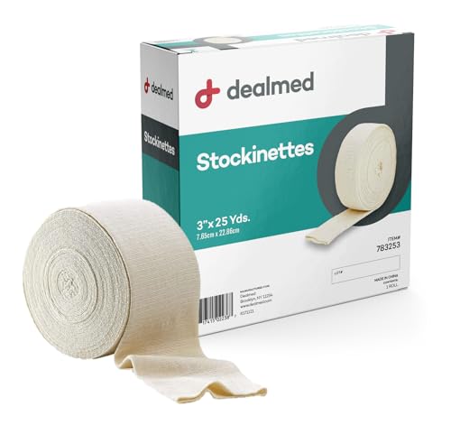 dealmed cotton stockinette 3 x 25 yds tubular bandage sleeve comfort breathable dressing for skin protection compression casts edema and lymphedema support 1 roll