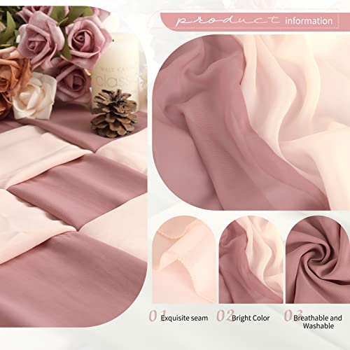 Showgeous 60 Pcs Chair Sashes Wedding Aisle Decorations For Ceremony, Chiffon Chair Sash For Wedding Chiavari Chair Decoration, Dusty Rose & Blush #TOP2