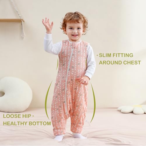 Nivolltha Super Soft Winter Baby Sleeping Bag with Feet 2.5 TOG, 100% Cotton Warm Toddler Sleep Sack with Feet, Feather, Size L - Image 3