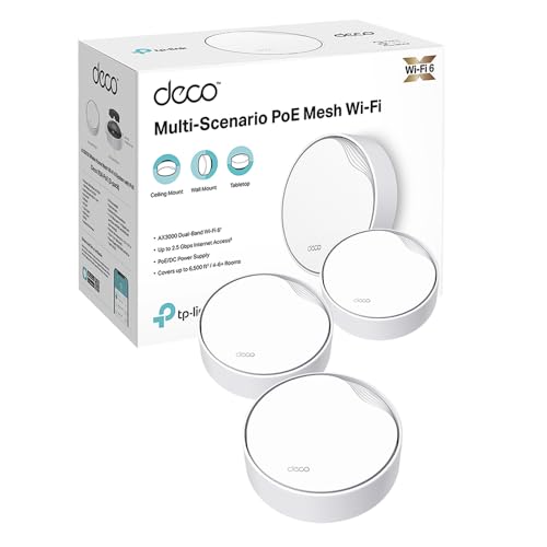 TP-Link Deco WiFi 6 Mesh AX3000Mbps bi-Bande avec PoE Deco X50-PoE(3-Pack), Couverture de 600㎡, 1...