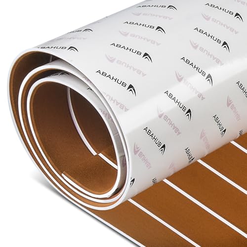 Abahub Teca Sintética Barco Alfombra Autoadhesiva de Espuma EVA Accesorios Náuticos para Barcos Suelo Antideslizante Alfombra de Cubierta de Barco Marino para Barcos Piscina Piso de Yate 121x42cm