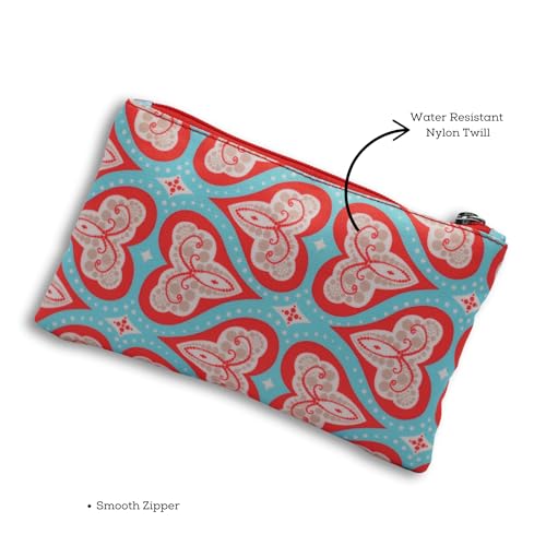 Image of VISMIINTREND Red Hearts Print Flat Pouch - Stylish Storage for Travel and School