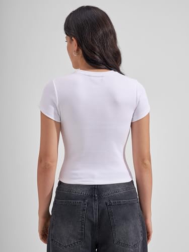 Image of Tokyo Talkies Women Pure Cotton Tops for Woman|Regular Fit Slim fit Crop Tops for Women Western|Top Tshirt for Women Stylish Western|Suitable for Casual and Workwear