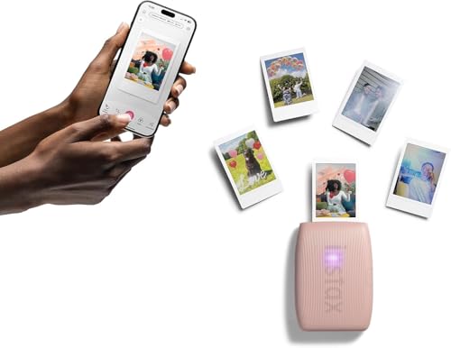 Image of FUJIFILM X Half Digital Camera with Fujifilm Instax Mini Link 3 Smartphone Printer and Sunshine Microfiber Cleaning Cloth... (Silver, Rose Pink Printer + 20 Sheets)