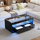 Design élégant et haute brillance – Style chic et facile à nettoyer: La finition noire haute brillance et les lignes épurées donnent à cette table basse design une allure sophistiquée. Le verre trempé résistant du plateau ajoute une touche de légèreté et se nettoie facilement avec un simple chiffon humide.