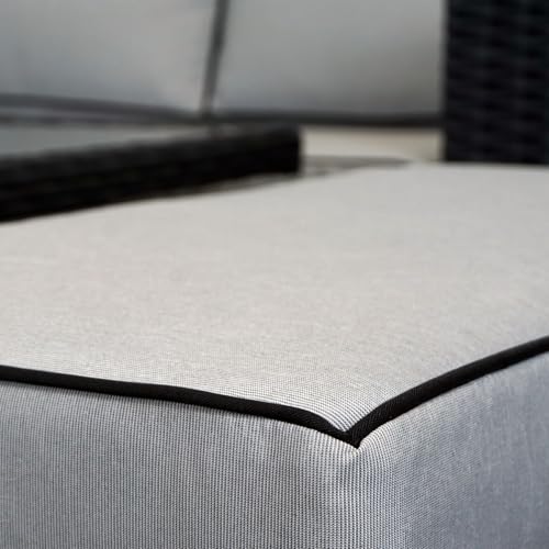 Furnishings For Less UK L Shaped 9 Seater Black Rattan Patio Set With Fire Pit Table Outdoor Seating (No Rain Cover) - Image 6