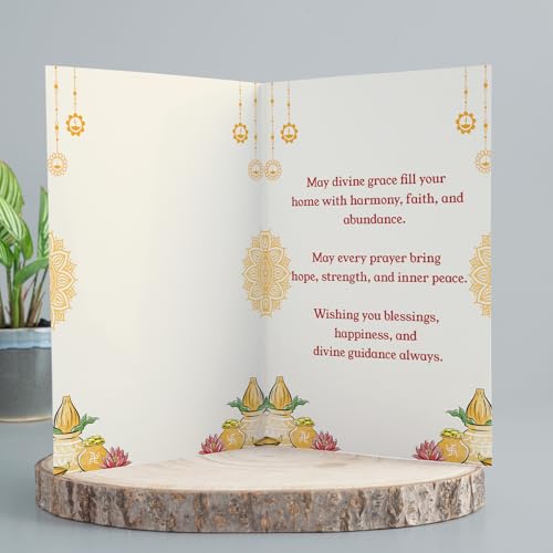 Image of GOLDEN PEACOCK Shri Ganesha Pooja Box with Divine Blessings Card - Spiritual Gift & Festive Decor