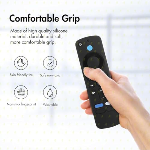 Image of RAYA Silicone TV Remote Cover Compatible with All New Fire TV Stick 4k & Fire Tv Stick HD Remote 2025 Model Protective Case with Lanyard (Black)