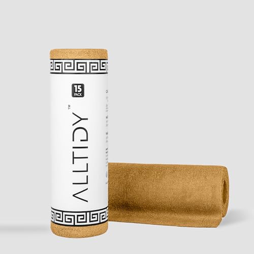 Image of Microfiber Cloth Roll 30x30 cm | Reusable Tear-Away Cleaning Cloth (Cleaning Cloth Reusable) | Lint-Free & Absorbent for Kitchen, Car & Home (15 Pulls, Tan)